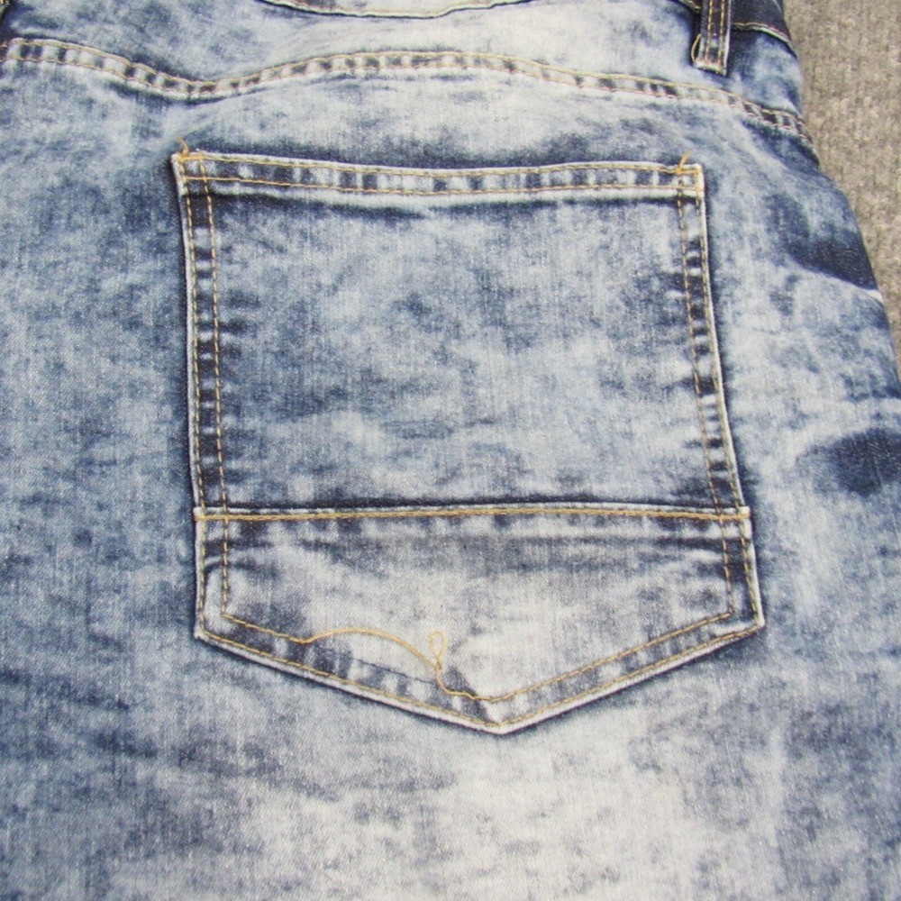 Southpole Jean Shorts Mens 46 Acid Wash Moto Biker Distressed Denim Streetwear - Picture 15 of 16